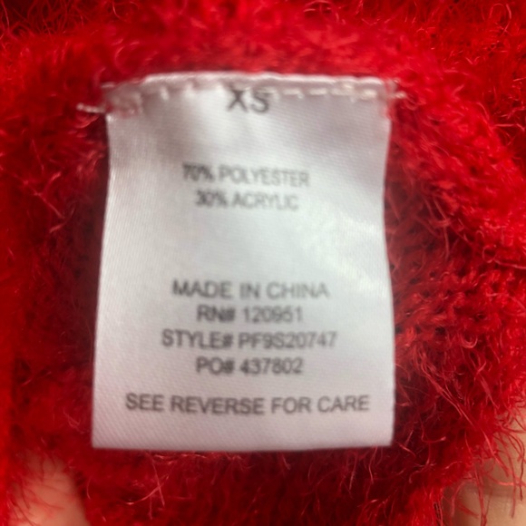 NWT woman’s Pink Rose red fuzzy cowl neck sweater - Picture 7 of 7
